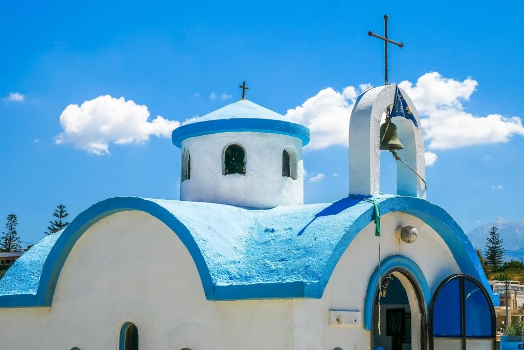 Kalamaki Port & Saint Dionysios of Olymbos Church, Chania, Crete Greece - allincrete.com